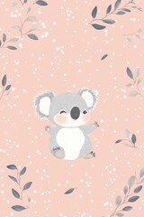 Adorable Baby Koala Illustration in Soft Neutral Tones