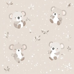 Adorable Baby Koala Illustration in Soft Neutral Tones