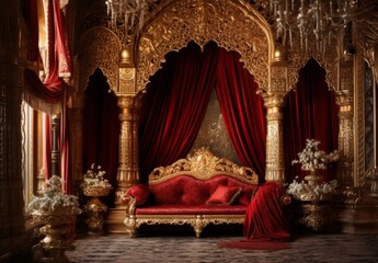 Obraz premium Luxury Palace Style Design House Apartment Interior Living Room Premium Sofa Created with Generative AI Technology