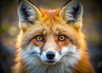 Fototapeta premium Close-up of a Pom Fox Face with Bright Eyes and Fluffy Fur on a Soft Natural Background in