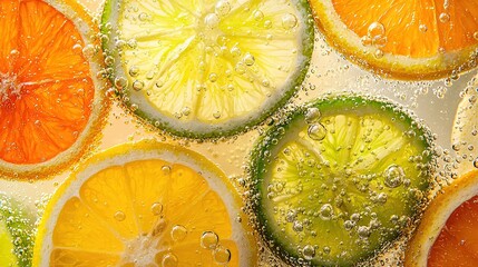   Oranges, lemons, and limes sit in a bowl filled with water beneath it