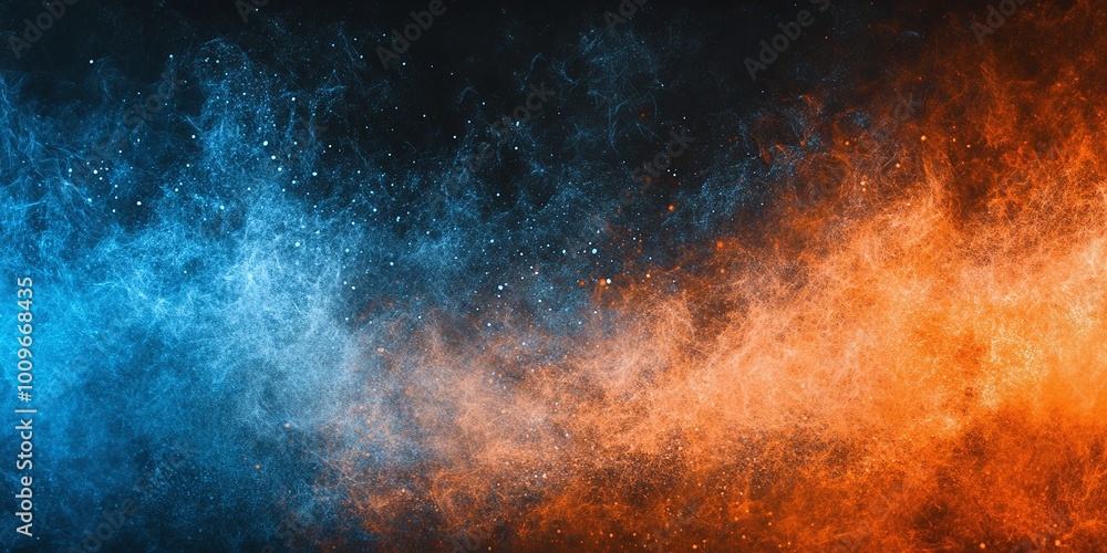 Poster smooth black blue orange and white abstract gradient background with a subtle grain and noise textur