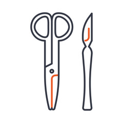 Surgical instruments. Minimalistic line icon