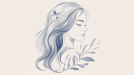 A minimalist Virgo zodiac sign in silver with fine, detailed lines and a touch of greenery, symbolizing purity and precision. Set on a white background, this design is clean and structured.