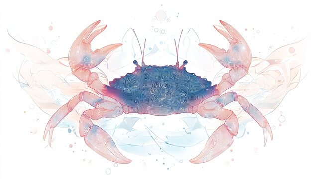 blue crab art, pink and blue colors clip art preview