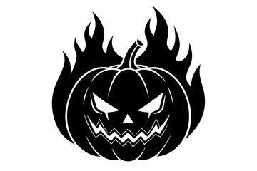Halloween pumpkin with scary face. Celebrating Jack O Lantern pumpkin. Jack O Lantern face glows on Halloween night. Traditional Halloween symbol. Hand drawing sketch. Vector.