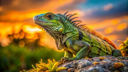 Obraz premium Cuban Rock Iguana in Natural Habitat Highlighting Conservation Status and Environmental Challenges
