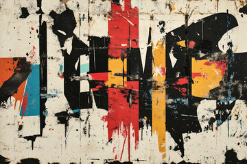 Fototapeta premium Grunge poster with unconventional typography and raw textures
