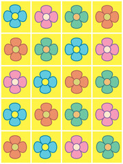Groovy flowers backgroundFloral geometric background in 90s, Y2K style.  vector background