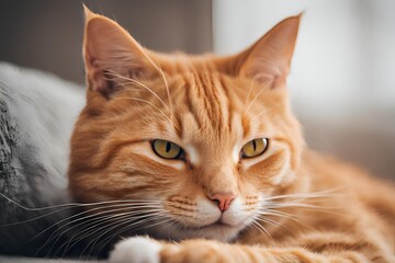 Playful orange tabby cat relaxing