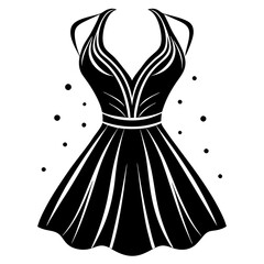 Plunge Dress silhouette vector illustration on white background