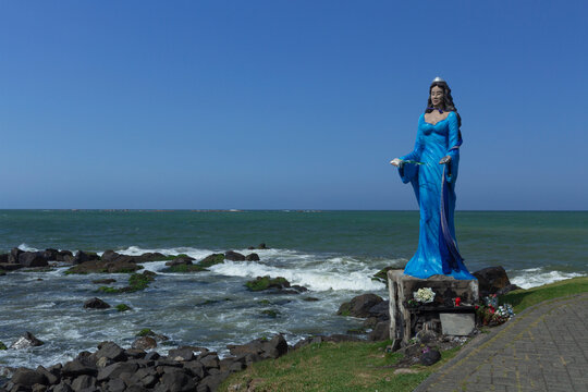 Barra Velha Santa Catarina Brazil, September 30. 2024: Statue in honor of Iemanja and Janaina.