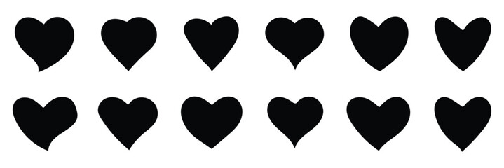 Heart icons set vector. Set of love symbols isolated. Heart Black Love Logo Variations. Various simple vector heart love icon. Valentine's Day , medicine concept . Love passion concept.