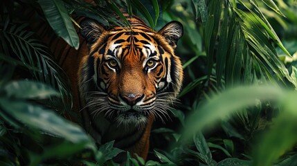 Fototapeta premium a tiger in a lush green field