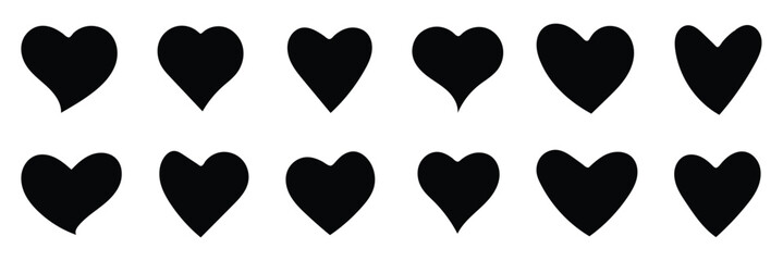 Heart icons set vector. Set of love symbols isolated. Heart Black Love Logo Variations. Various simple vector heart love icon. Valentine's Day , medicine concept . Love passion concept.