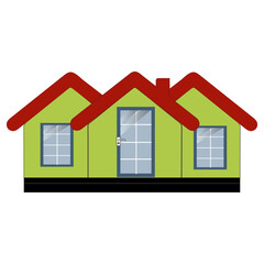 Minimalist Two-Story House Vector, Elegant Cottage Style Home Illustration, Vector flat icon suburban american house, Residential house cottage sign isolated symbol illustration