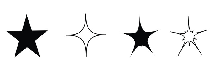 Twinkling stars. Twinkle stars collection. Shine star icons. Twinkle star shapes vector design on white background. 