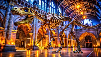 Obraz premium Majestic Bistahieversor Dinosaur Fossil Display in a Natural History Museum Setting
