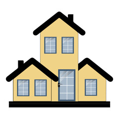 Minimalist Two-Story House Vector, Elegant Cottage Style Home Illustration, Vector flat icon suburban american house, Residential house cottage sign isolated symbol illustration