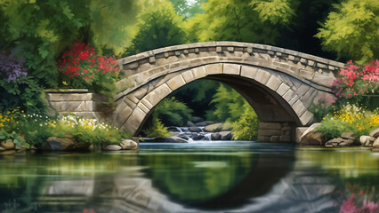 Fototapeta premium A bridge over a river,generative ai