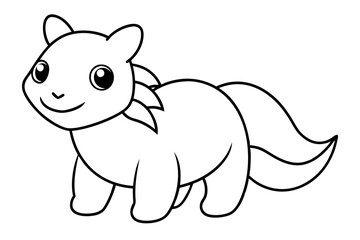A cartoon dog logo icon line art vector illustration.