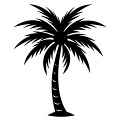 Download this palm tree silhouette vector for your print projects. Ideal for mugs, shirts, books, and more, adding tropical flair to any design.