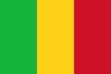 National Flag Republic of Mali - vector, vertical tricolour of green, gold and red