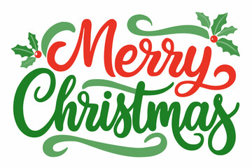 Simple and minimalist lettering ''Merry Christmas'' with Christmas theme typography vector art illustration 