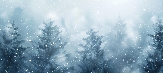 Naklejka premium Abstract Winter Forest Background with Soft Snowflakes in Pale Blue and Grey for Holiday Cards and Posters