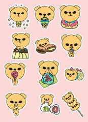 Set of cute bear stickers