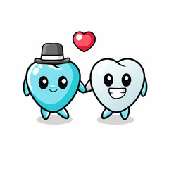 Tooth cartoon character couple with fall in love gesture on a isolated white background (3)