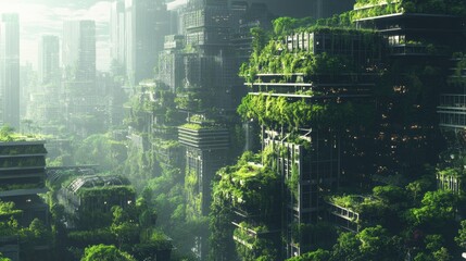 Overgrown Skyscrapers in a Post-Apocalyptic City