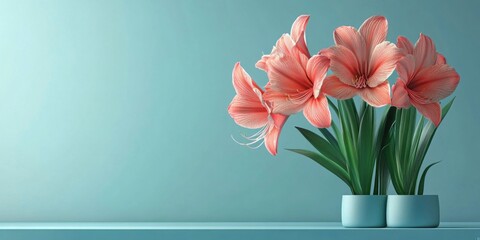 Obraz premium Stunning Amaryllis Floral Arrangement in Modern Vases for Elegant Home Décor
