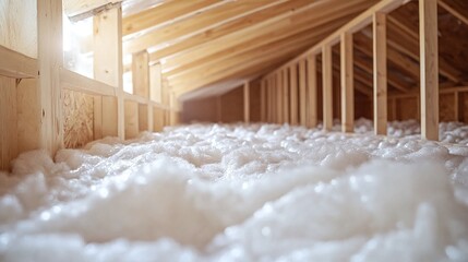 fiberglass insulation for better home energy efficiency and comfort, close-up of wall installation, soundproofing benefits, and maintaining indoor air quality in a sustainable way