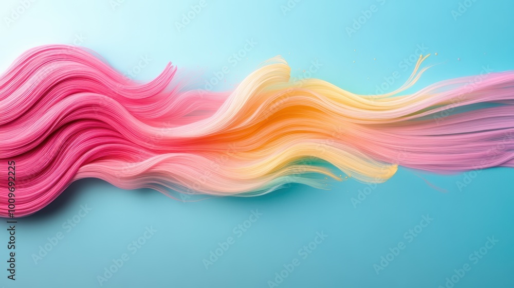 Poster a vibrant wave of color flowing across a canvas, with streaks and swirls creating a dynamic effect.