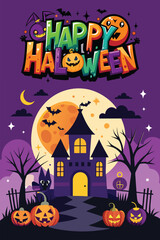 Happy Halloween Vertical Vector Template