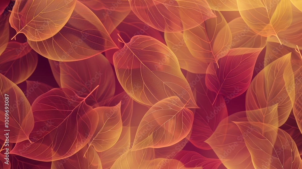 Aufkleber abstract autumn leaf pattern with soft flowing lines and gradient background for seasonal decor