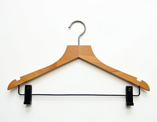 Minimalist Wooden Hanger on White Background