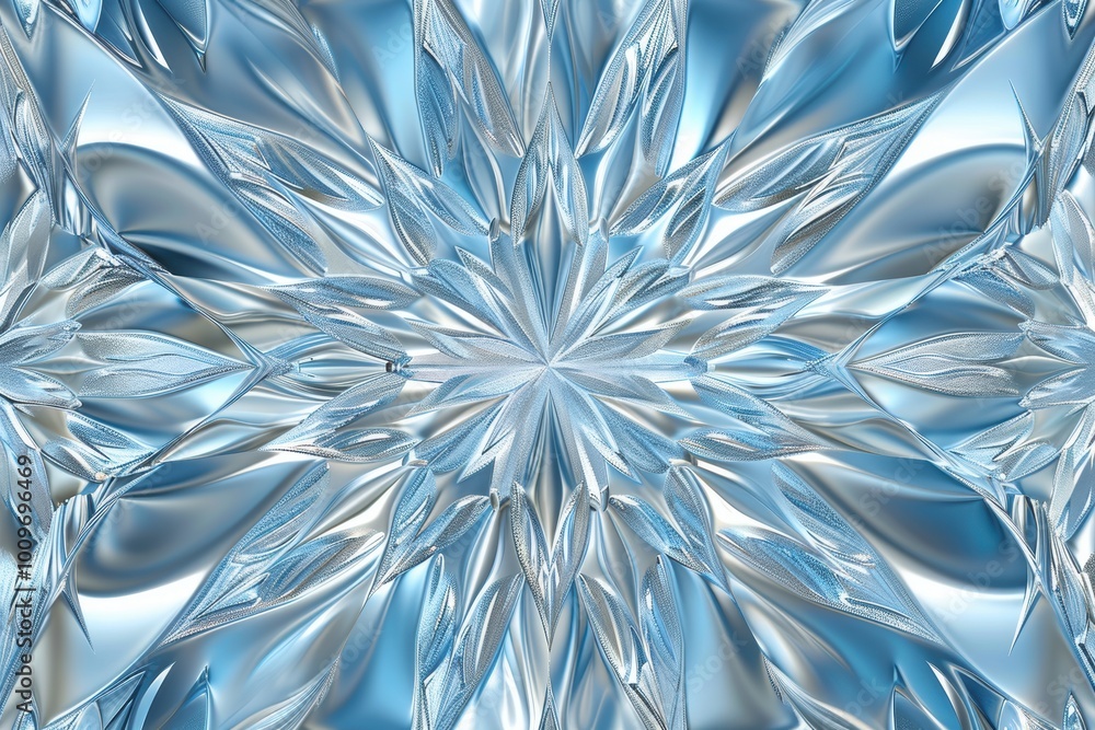 Poster frosty abstract background with crystalline snowflake patterns for winter design and decoration
