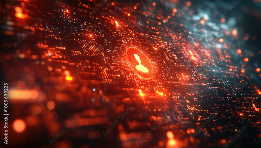 Poster digital network with user icons