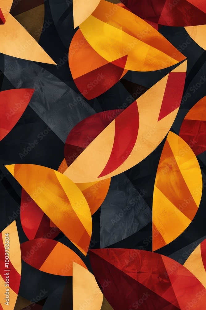 Poster bold geometric autumn abstract background with vibrant angular leaf patterns for fall designs