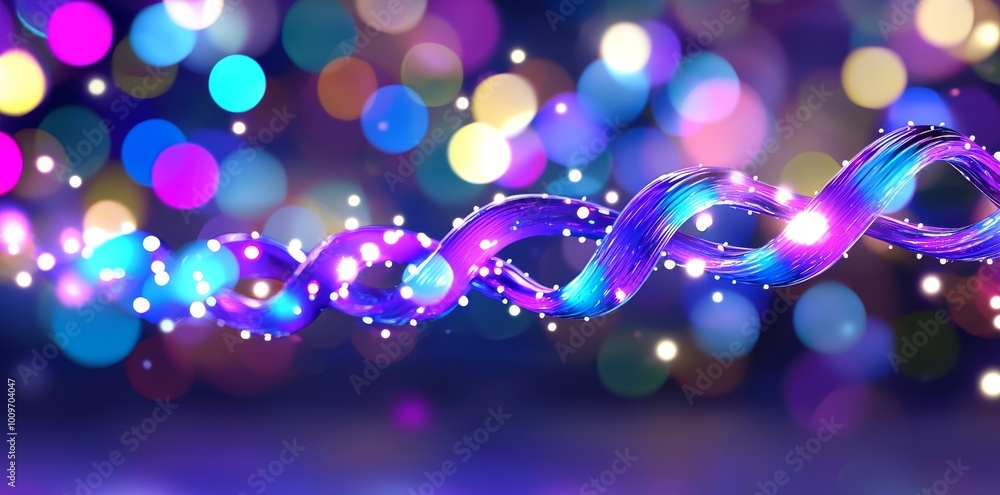 Aufkleber abstract background with glowing neon lines and bokeh lights. data transfer concept. digital wallpap