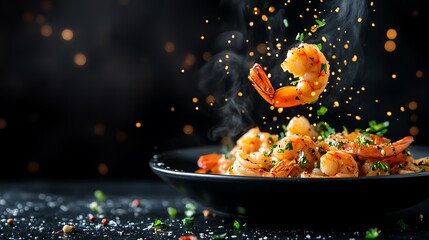 Sizzling Spanish gambas al ajillo, garlic shrimp in sizzling olive oil