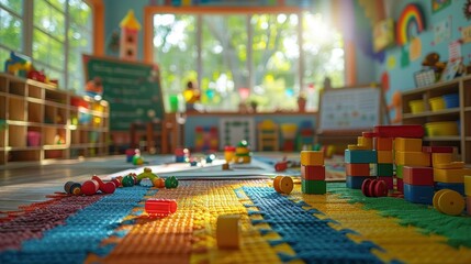 Colorful Playroom with Building Blocks