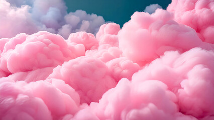 Surreal pink cotton clouds dream landscape