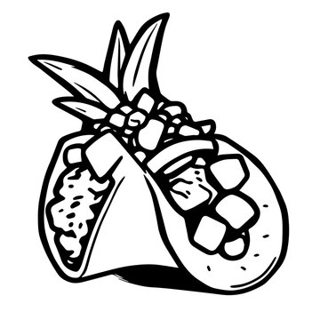 black and white tacos with toppings clip art preview
