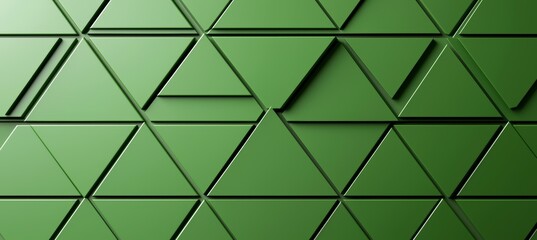 Fototapeta premium Dark green triangular mosaic tile wallpaper texture with geometric fluted triangles background