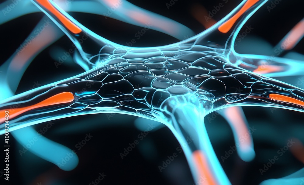 Poster an abstract cyber network consists of synthetic minds and stocks. these are neural networks and big 