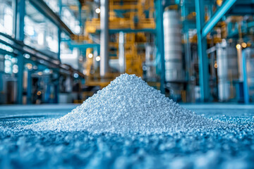 Vibrant Blue Backdrop at Urea Fertilizer Plant: Captivating Chemical Industry Scene