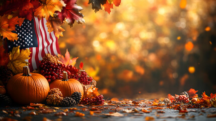 autumn leaves and pumpkins